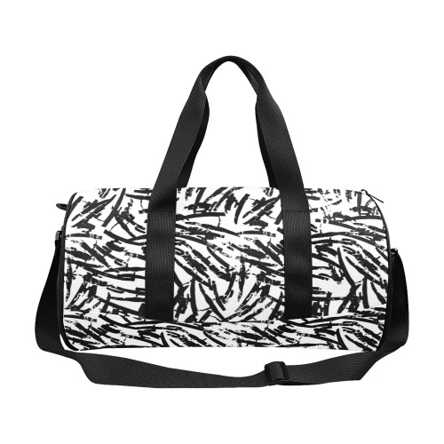 Brush Stroke Black and White Duffle Bag (Model 1679)