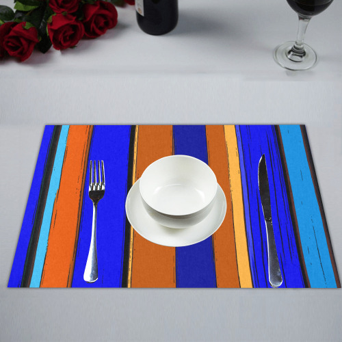 Abstract Blue And Orange 930 Placemat 14’’ x 19’’ (Six Pieces)