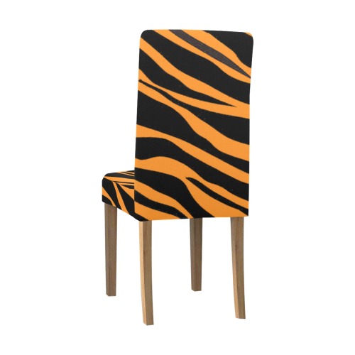 Orange Zebra Stripes Removable Dining Chair Cover