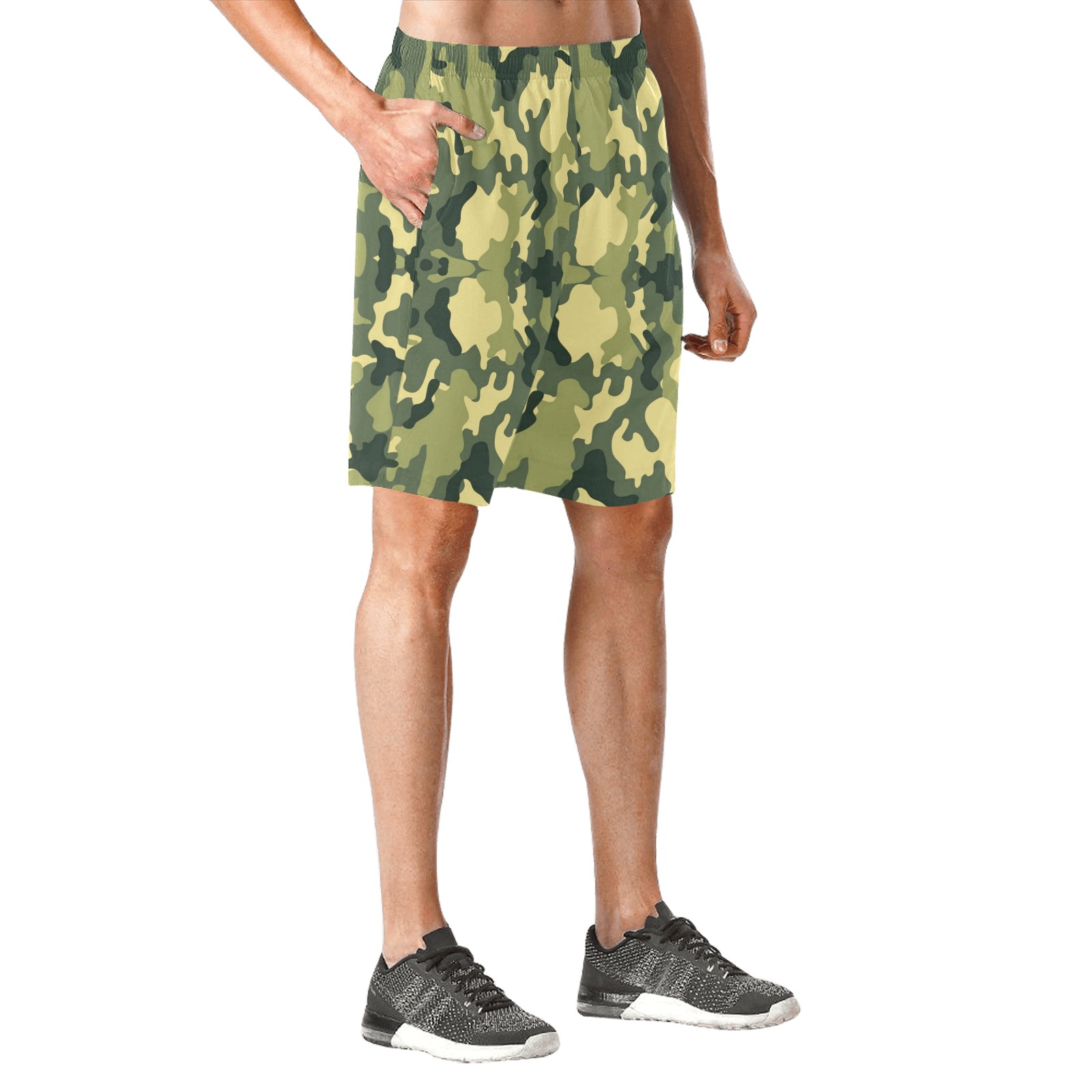 Army Style by Fetishworld Men's All Over Print Elastic Beach Shorts (Model L20)