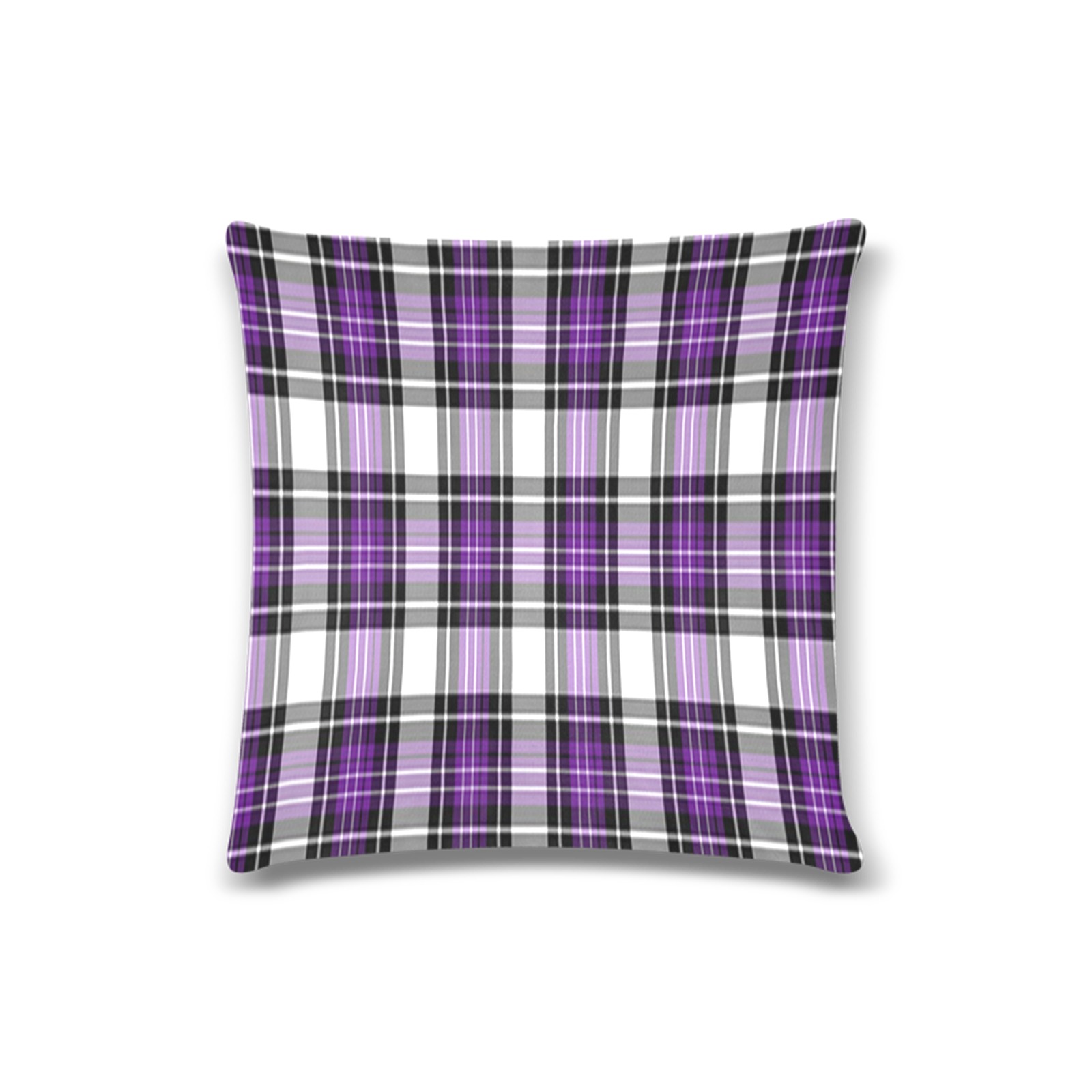 Purple Black Plaid Custom Zippered Pillow Case 16"x16"(Twin Sides)