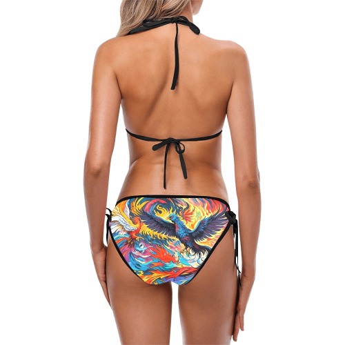 Stylish phoenix birds, fire, flames abstract art. Custom Bikini Swimsuit (Model S01)