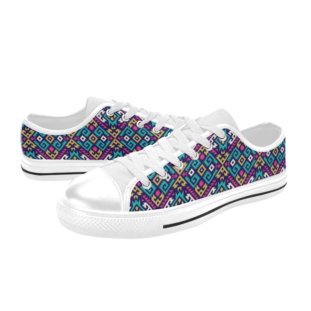 Abstract Pattern Colorful Low Top Canvas Shoes for Kid (Model 018)