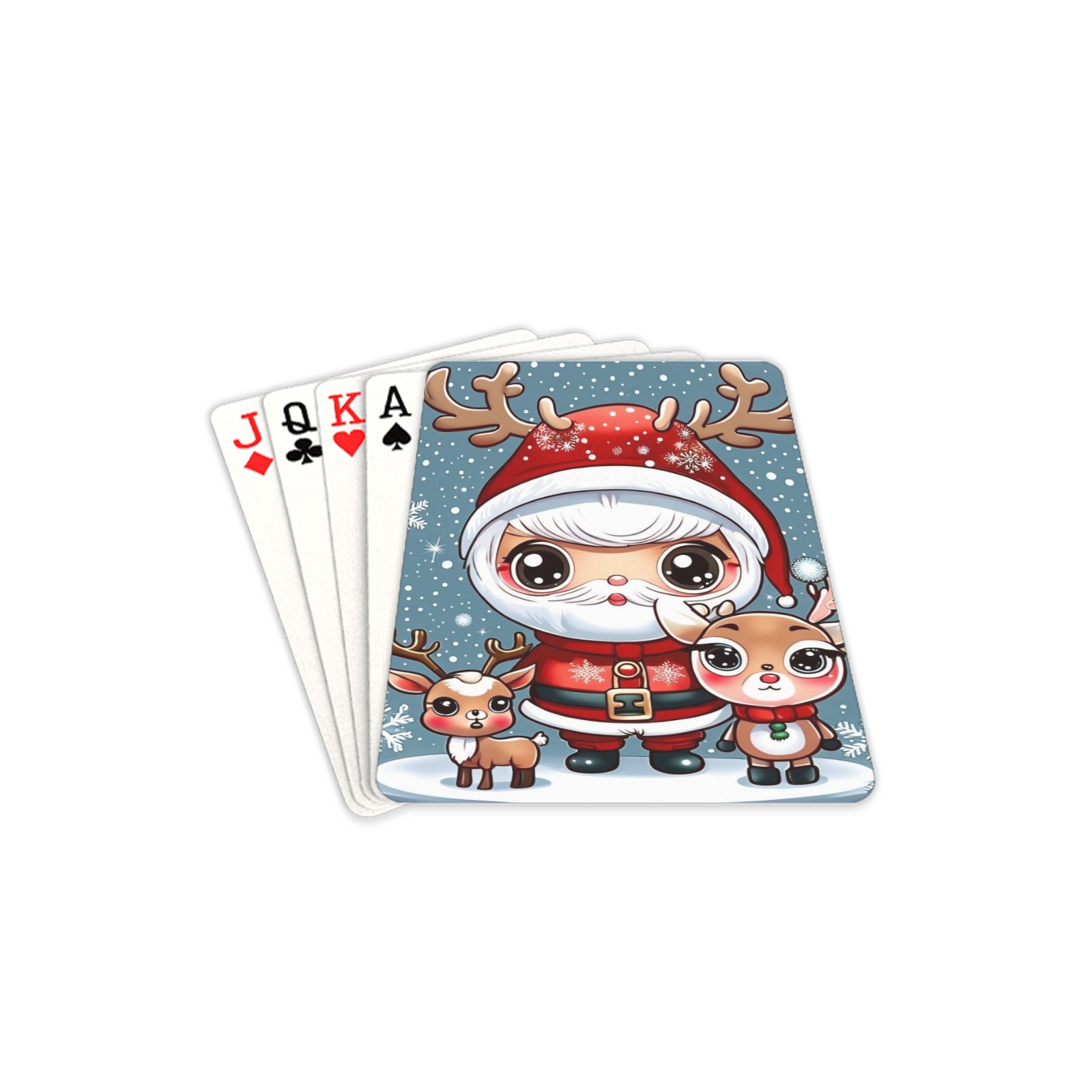 Santa and Reindeer 2 Playing Cards 2.5"x3.5"