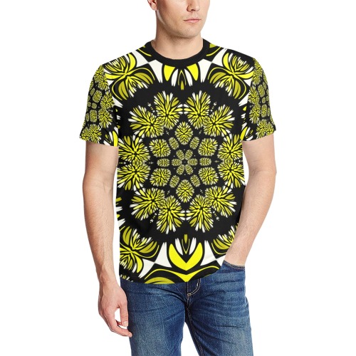 opulence yellow glow Men's All Over Print T-Shirt (Solid Color Neck) (Model T63)