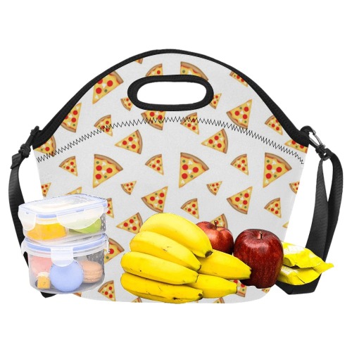 Cool and fun pizza slices pattern on white Neoprene Lunch Bag/Large (Model 1669)