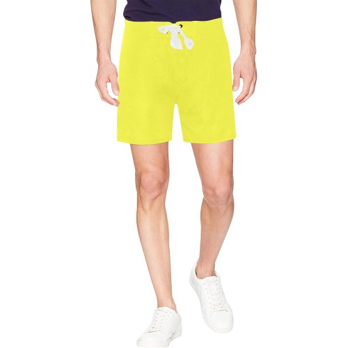 color maximum yellow Men's Mid-Length Beach Shorts (Model L47)