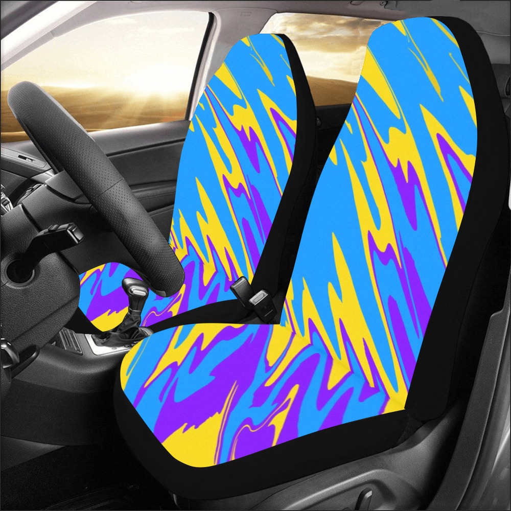 Spray Paint Yellow Blue Purple Car Seat Covers (Set of 2)