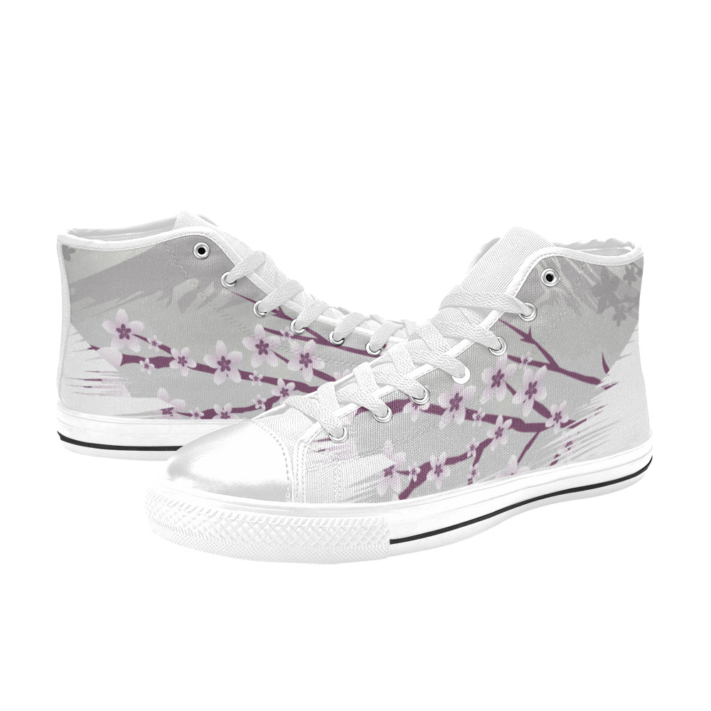 Lavender Blossom Women's Classic High Top Canvas Shoes (Model 017)