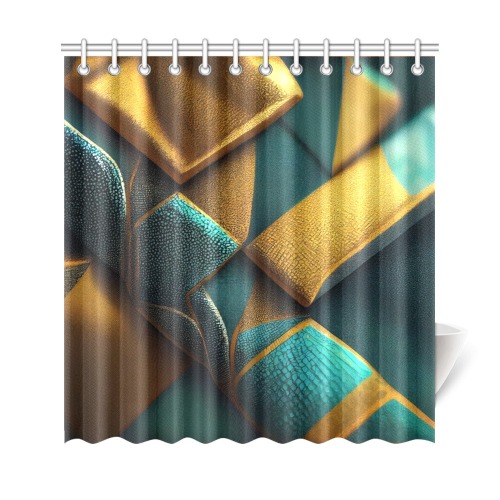 turquoise and gold abstract pattern Shower Curtain 69"x72"