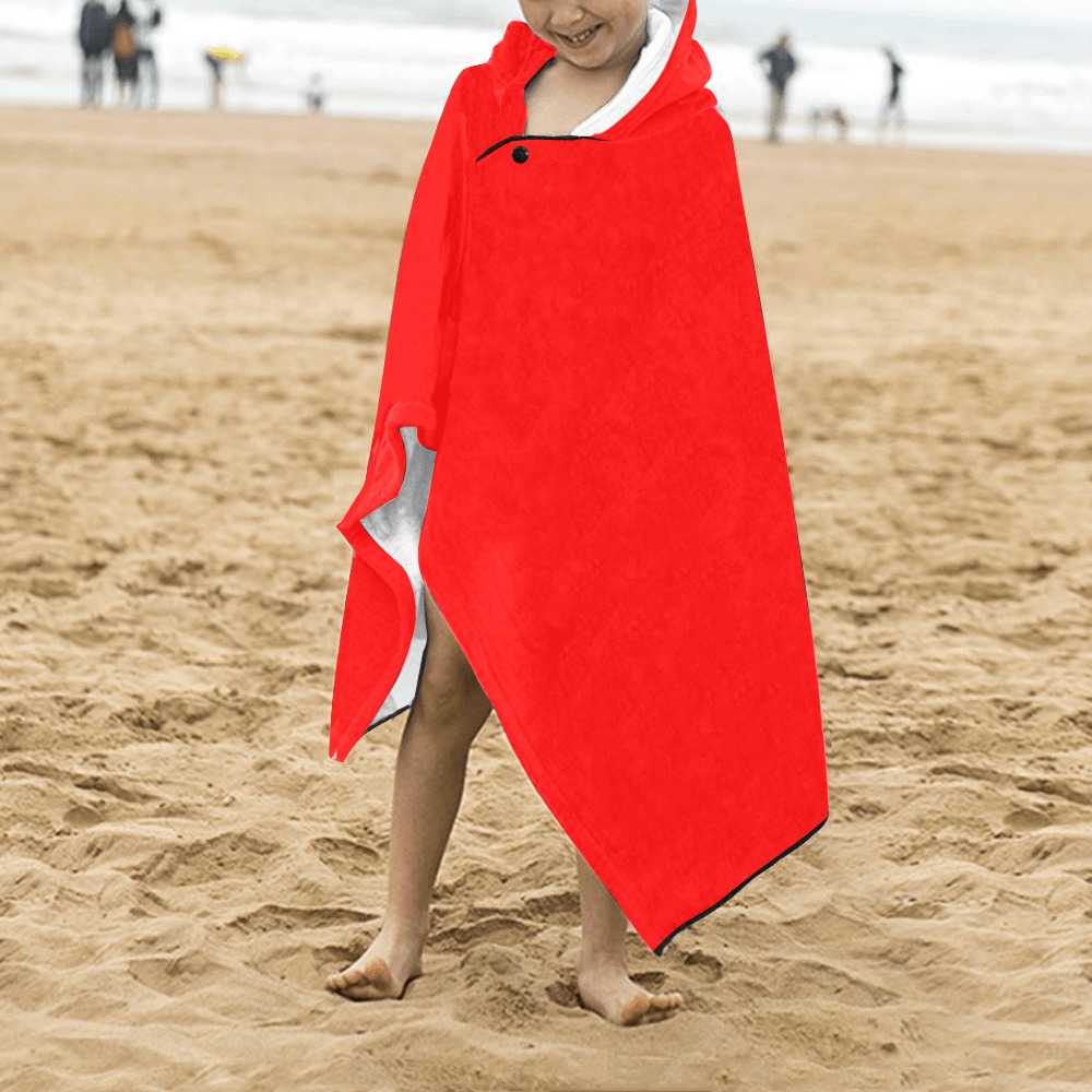 Merry Christmas Red Solid Color Kids' Hooded Bath Towels