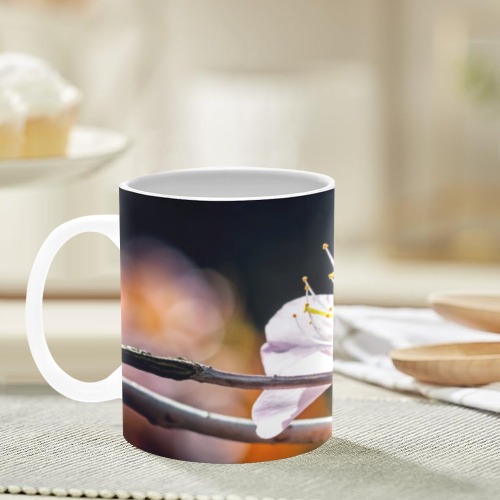 Slender sakura flowers. Sunlight and shadows. White Mug(11OZ)