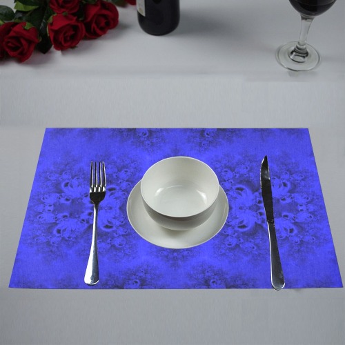 Midnight Blue Gardens Frost Fractal Placemat 12’’ x 18’’ (Set of 6)