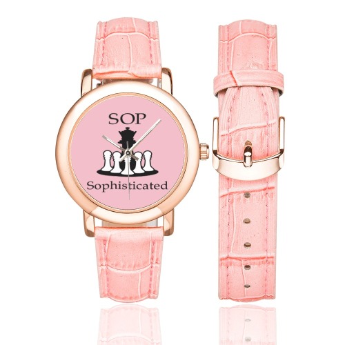 SOP/SOPHISTICATED PINK WATCH Women's Rose Gold Leather Strap Watch(Model 201)