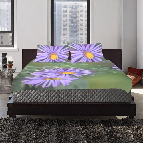 Purple Flowers 3-Piece Bedding Set