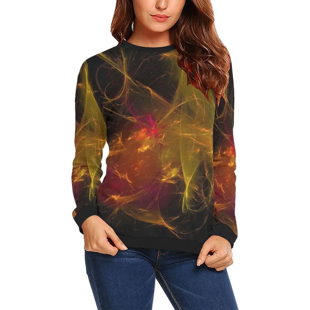 Fractal All Over Print Crewneck Sweatshirt for Women (Model H18)