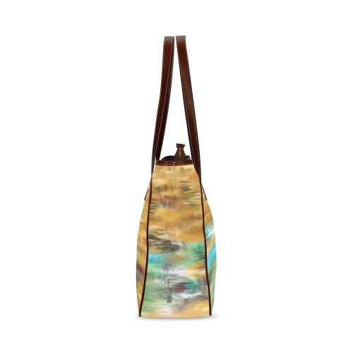Beige Painted Abstract Classic Tote Bag (Model 1644)