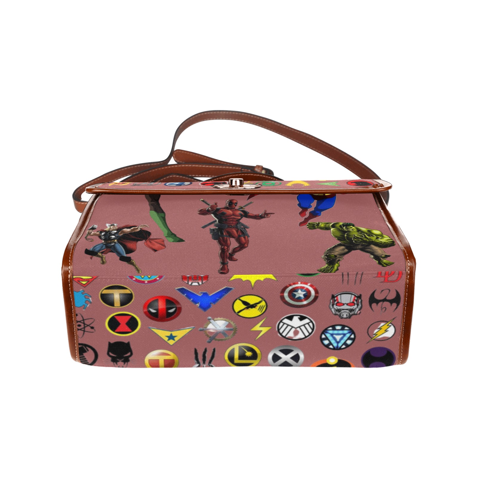 Super Heroes Waterproof Canvas Bag-Brown (All Over Print) (Model 1641)