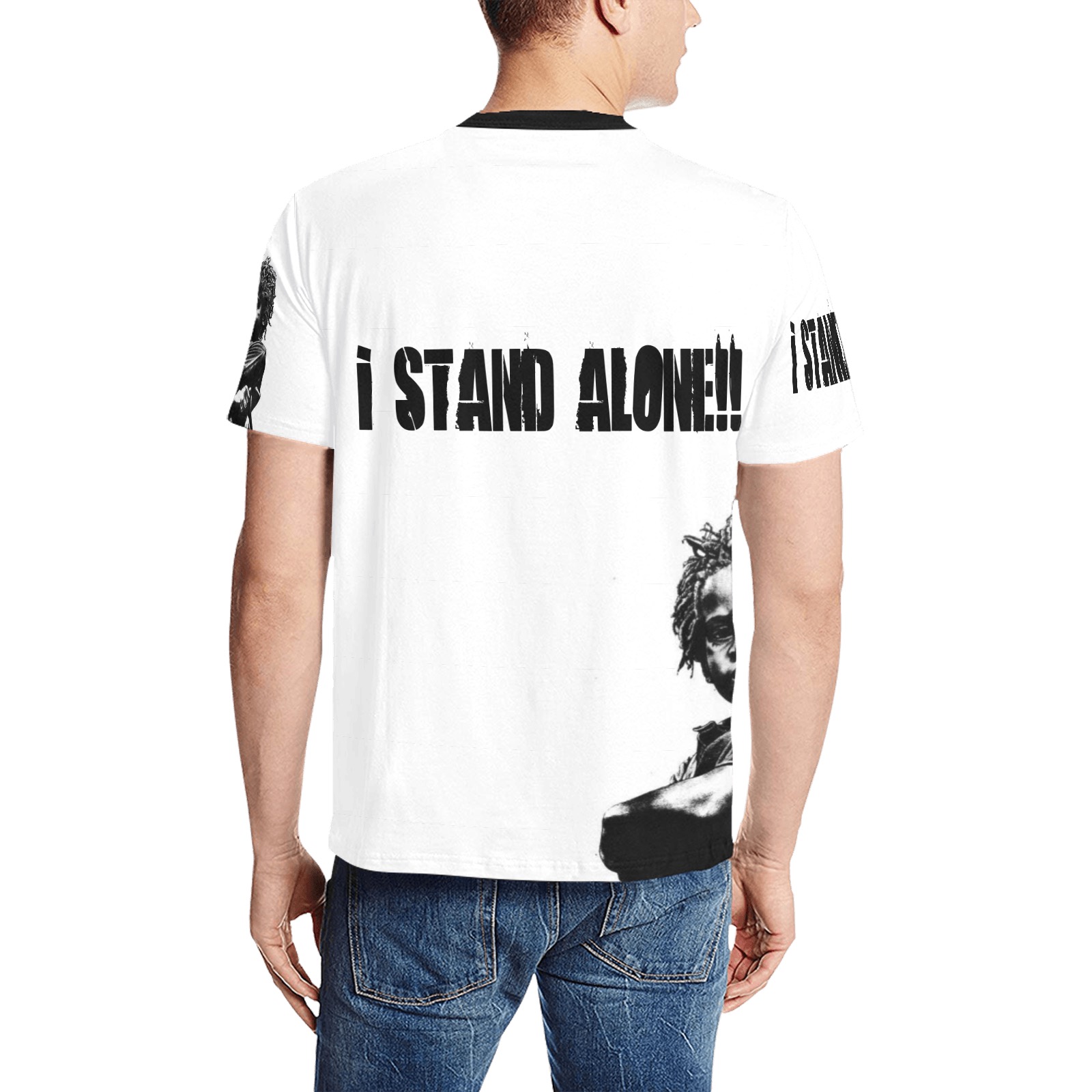 I Stand Alone Men's All Over Print T-Shirt (Solid Color Neck) (Model T63)