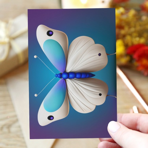 butterfly's colored in blue and purple 1 Greeting Card 4"x6"