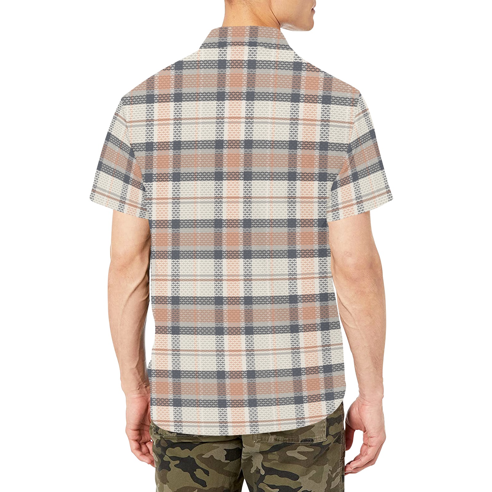 Beautiful Tartan Plaid Men's Shirt Men's Short Sleeve Shirt with Chest Pocket (Model T53)