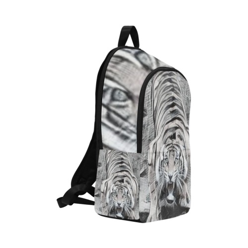 Tiger Draw Black & White Fabric Backpack for Adult (Model 1659)