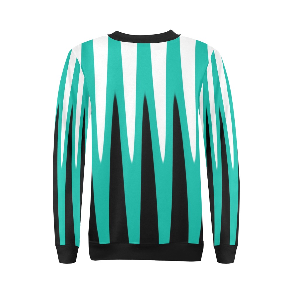 Wave Design Teal All Over Print Crewneck Sweatshirt for Women (Model H18)