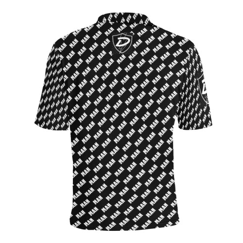 DIONIO Clothing - Tha Boogiewoogie Man Polo Shirt (Black & White Repeat Logo) Men's All Over Print Polo Shirt (Model T55)