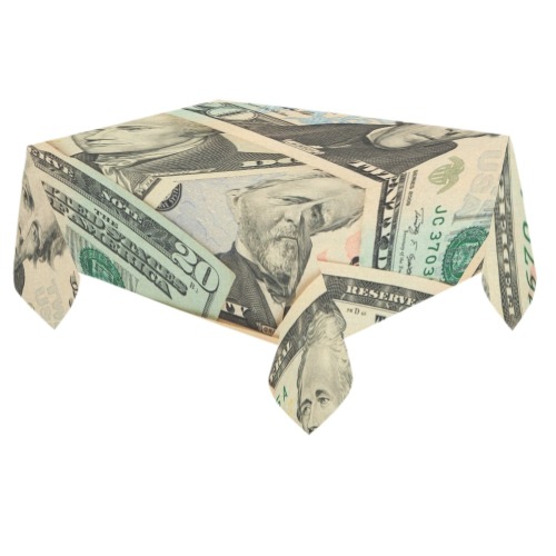 US PAPER CURRENCY Cotton Linen Tablecloth 60"x 84"