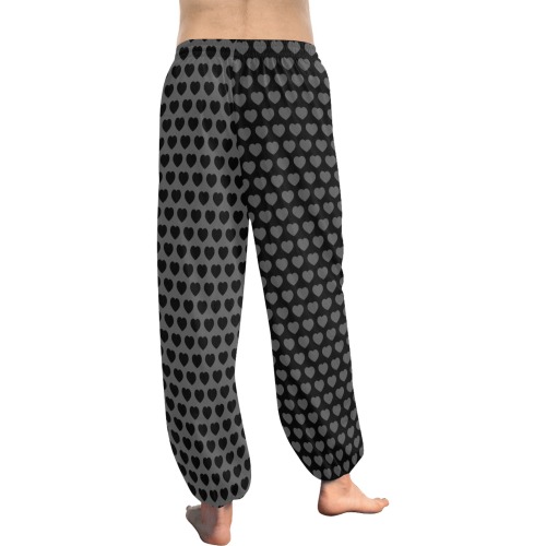 Black and grey hearts pattern duotone Women's All Over Print Harem Pants (Model L18)