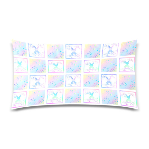 Bunny Magic Square Patch Artwork Design Rectangle Pillow Case 20"x36"(Twin Sides)