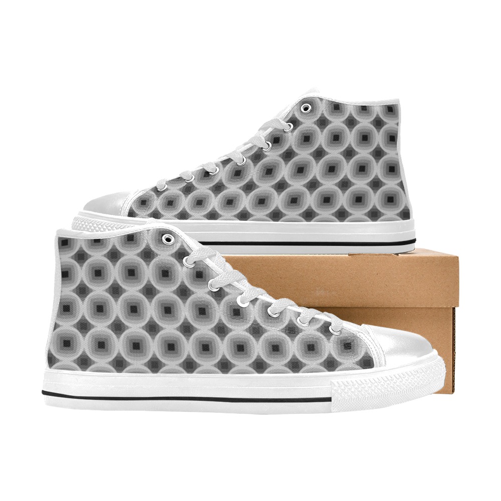 Black and White Print (D5623631) Men’s Classic High Top Canvas Shoes (Model 017)