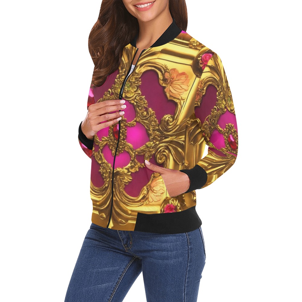 Futuristic beautiful vibrant collectable Fly All Over Print Bomber Jacket for Women (Model H19)