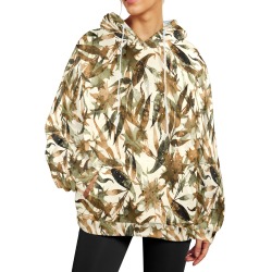 Fall leaves autumnal 4 Women's Flannel Hoodie (Model H63)