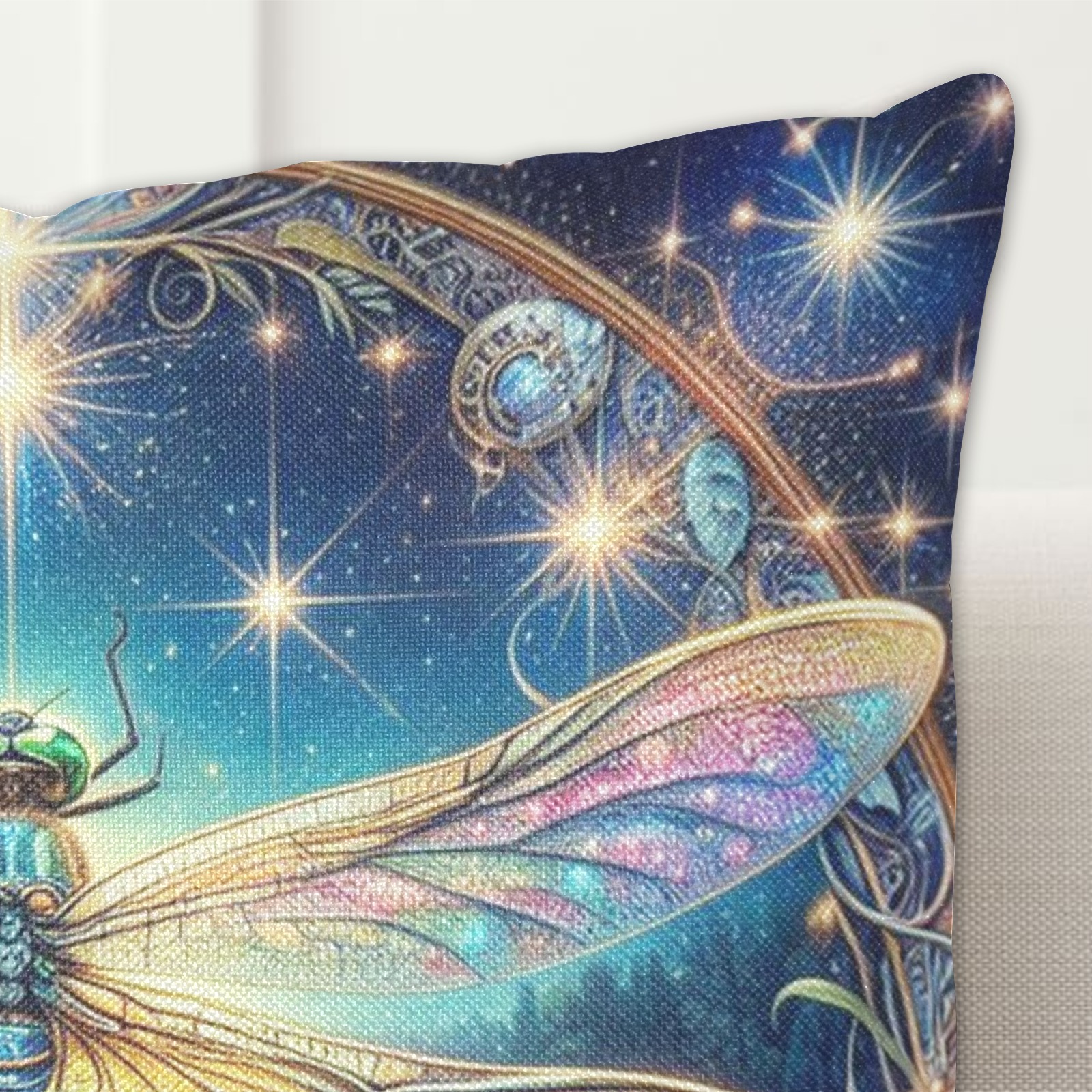 Dragonfly Sparkle Linen Zippered Pillowcase 18"x18"(Two Sides)