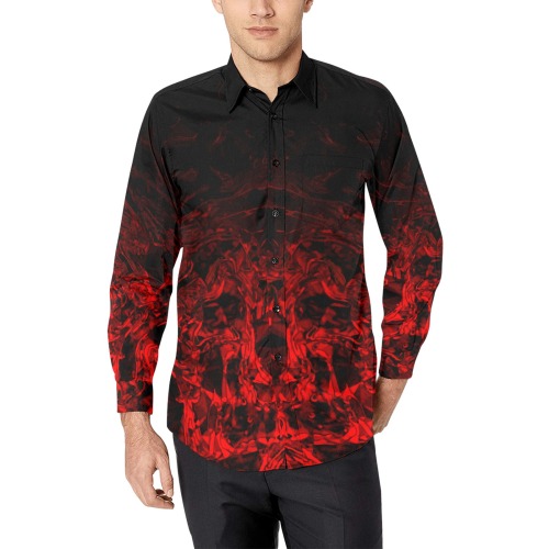 Red Nite (solid black collar) Men's All Over Print Casual Dress Shirt (Model T61)