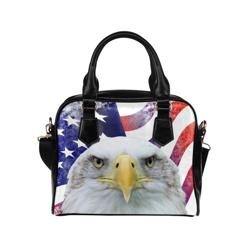 American Flag and Bald Eagle Shoulder Handbag (Model 1634)