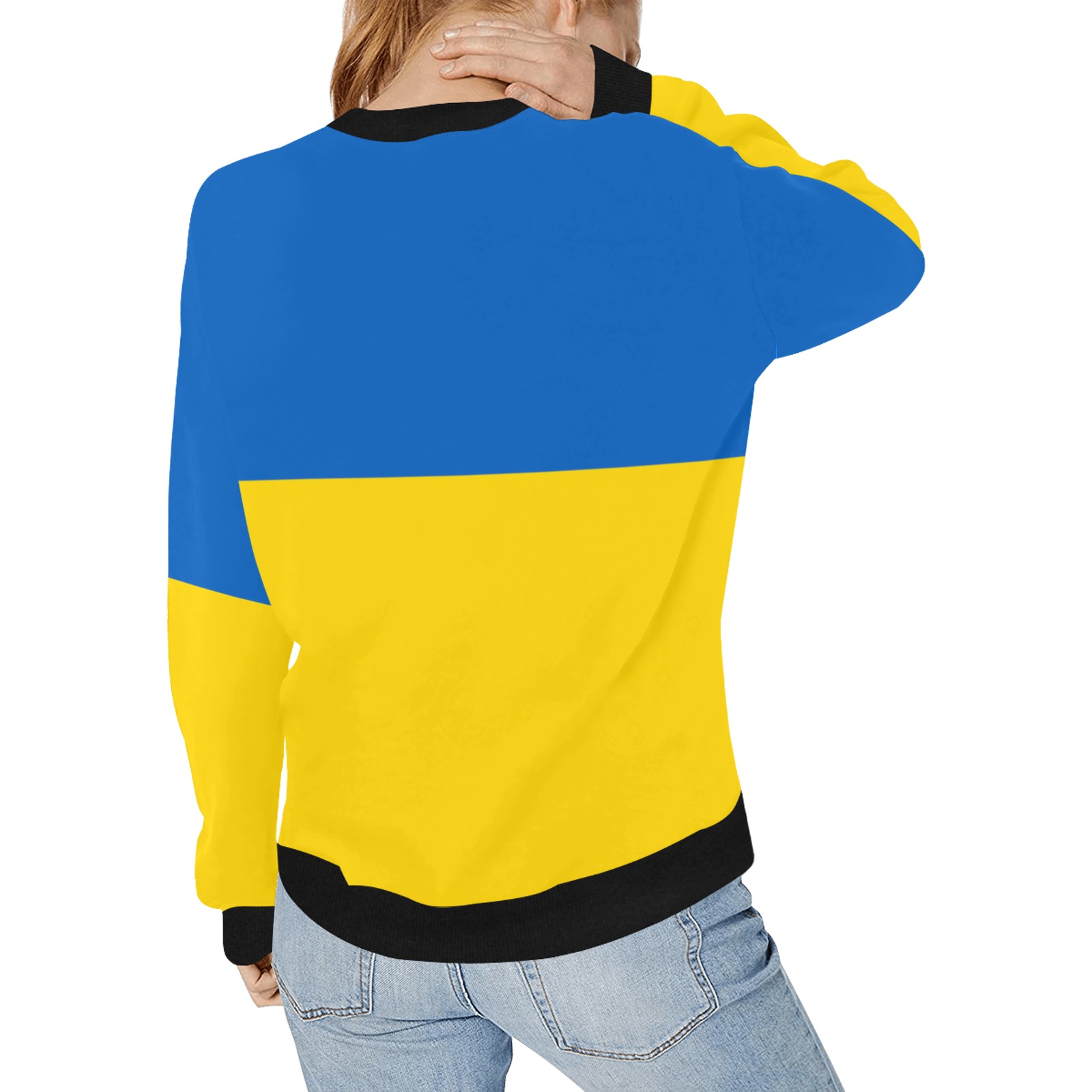 UKRAINE Women's Rib Cuff Crew Neck Sweatshirt (Model H34)