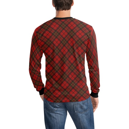 Red tartan plaid winter Christmas pattern holidays Men's All Over Print Long Sleeve T-shirt (Model T51)