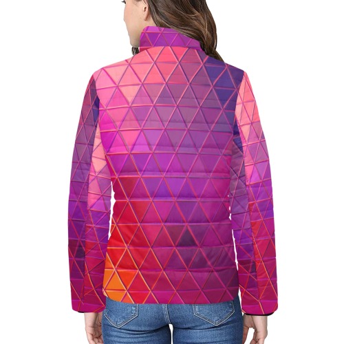 mosaic triangle 5 Women's Stand Collar Padded Jacket (Model H41)