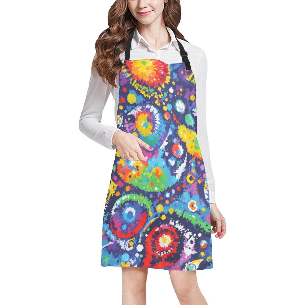 Beautiful modernist abstract art. Tie-dye colors. All Over Print Apron