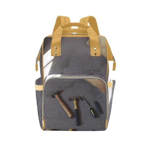 My DIY project in WV orange brown straps Multi-Function Diaper Backpack/Diaper Bag (Model 1688)