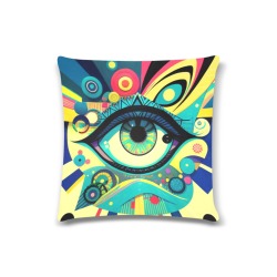 Green Abstract Eyes Custom Zippered Pillow Case 16"x16"(Twin Sides)