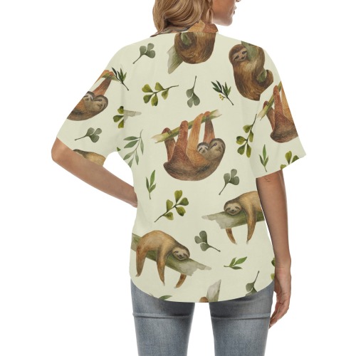Sloth Hawaiian Shirt All Over Print Hawaiian Shirt for Women (Model T58)