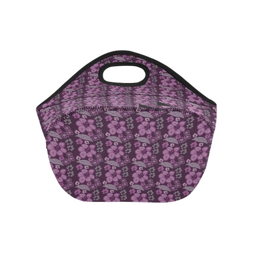 Unique Purple Floral Pattern Neoprene Lunch Bag/Small (Model 1669)