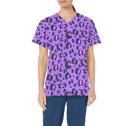 Pink and Purple Animal print All Over Print Scrub Top