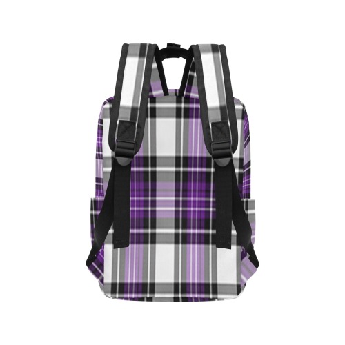 Purple Black Plaid Twin Handle Backpack (Model 1732)