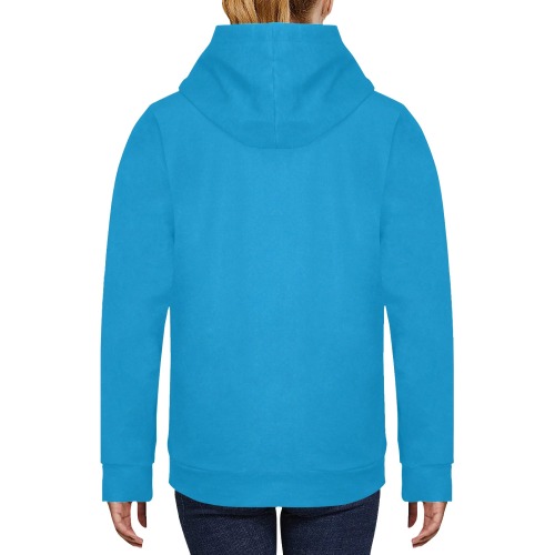 Blue Turquoise Women's Long Sleeve Fleece Hoodie (Model H55)