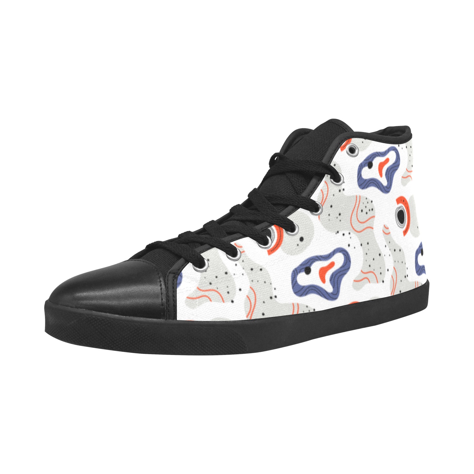 Elegant Abstract Mid Century Pattern Men's High Top Canvas Shoes (Model 002)