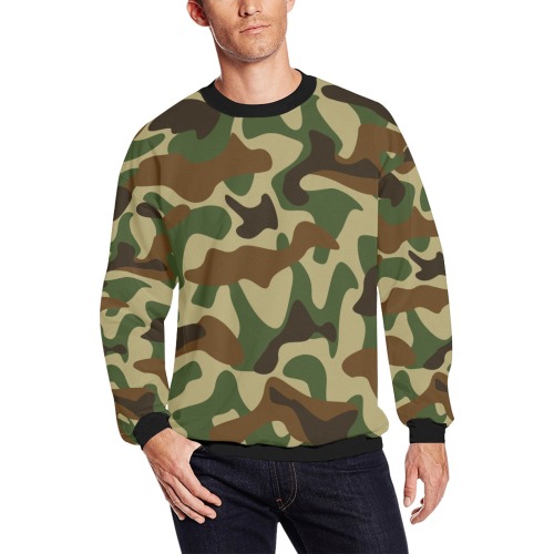 Green Camo Print All Over Print Crewneck Sweatshirt for Men (Model H18)